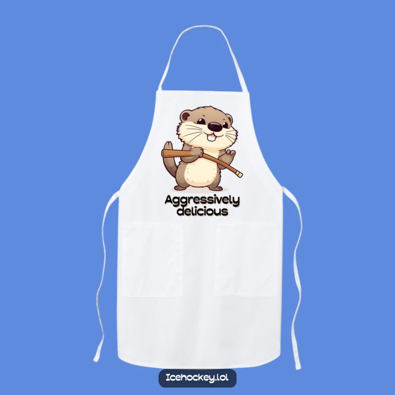 Funny Hockey Otter Apron: Aggressive Animal Kitchen Essential Gift