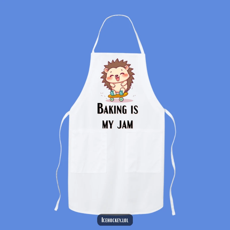 Funny Hedgehog Skate Turn Apron: Cook Up Laughs in the Kitchen!