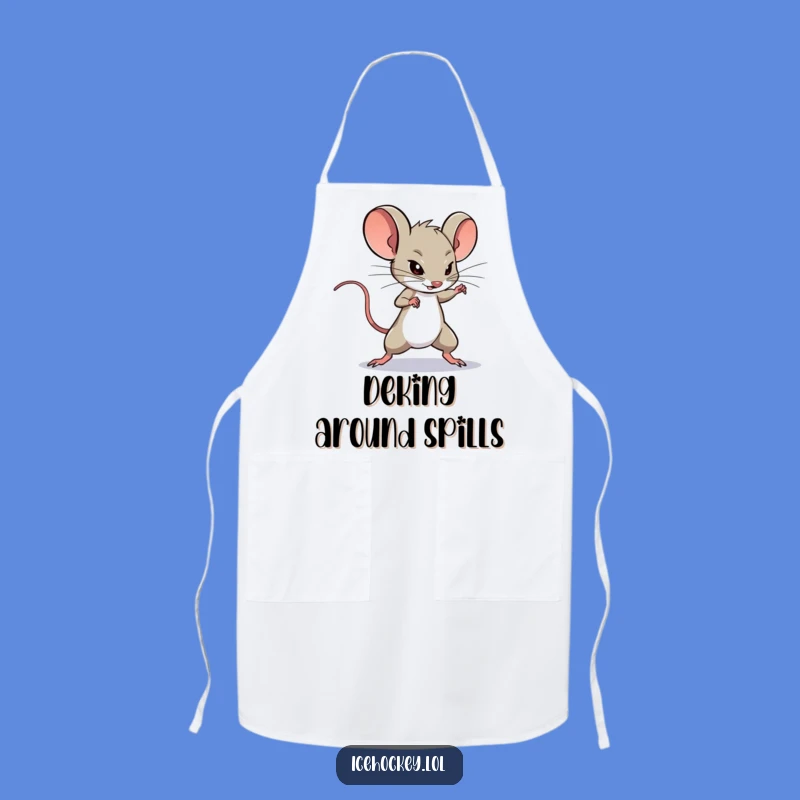 Funny Mouse Hockey Apron: Determined Deking for Kitchen Fun