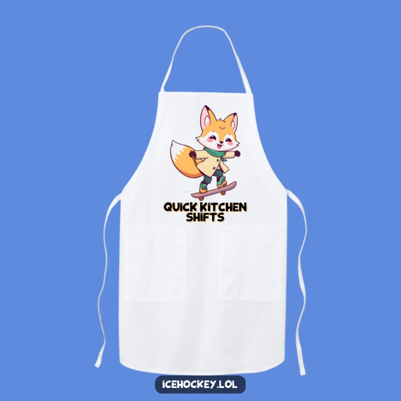 Funny Fox Skating Apron: Chef Fox Gliding Fast, Practical Funny Gift