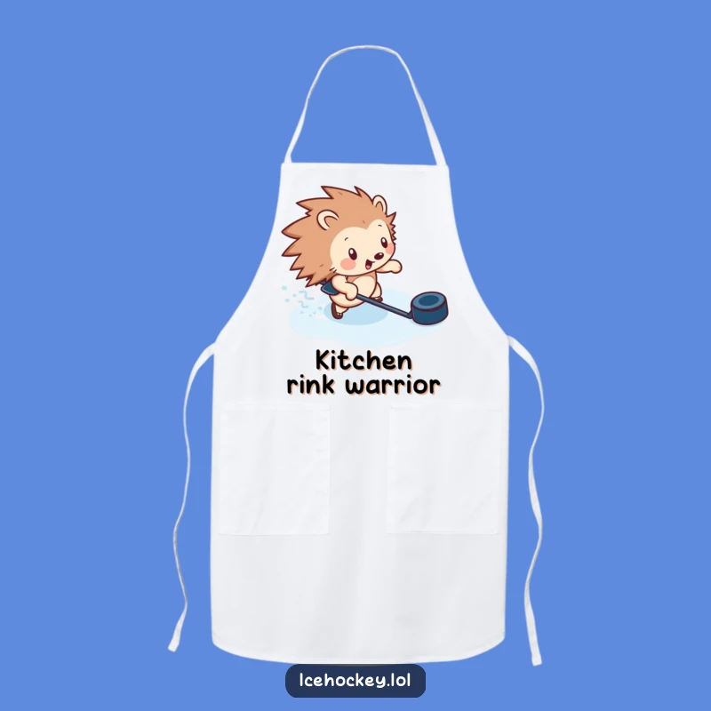 Funny Hedgehog Hockey Apron - Kitchen Puck Master