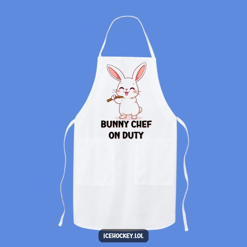 Funny Hockey Rabbit Apron: Chef Rabbit Checking Play, Practical Funny Gift