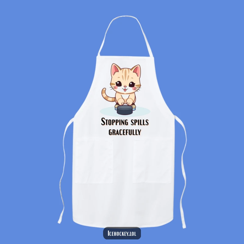 Funny Kitten Hockey Apron: Alert Goalie - Cute Kitchen Funny Gift