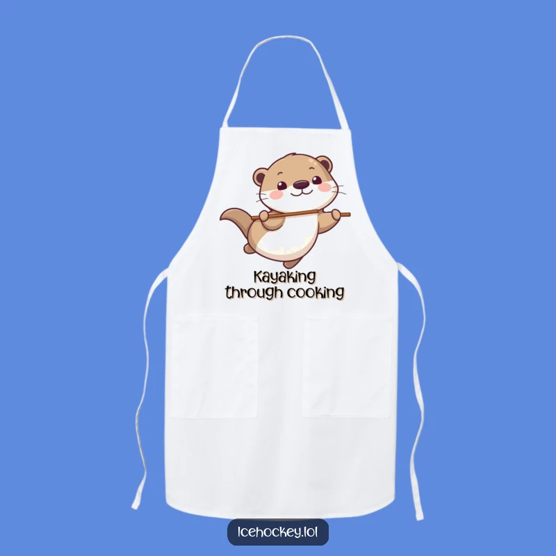 Funny Otter Hockey Apron: Chef Otter Gliding, Practical Funny Gift