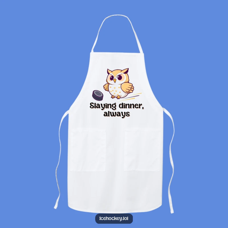 Funny Owl Hockey Apron - Chef's Champion Kitchen Wear Gift