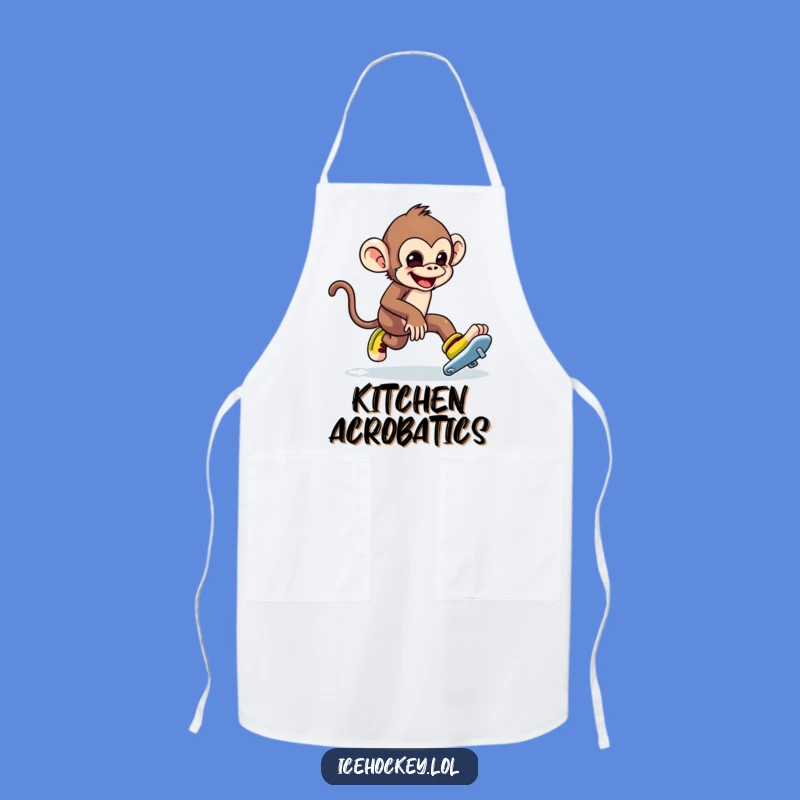 Funny Monkey Ice Skating Apron: Cook with Chaos in the Kitchen.