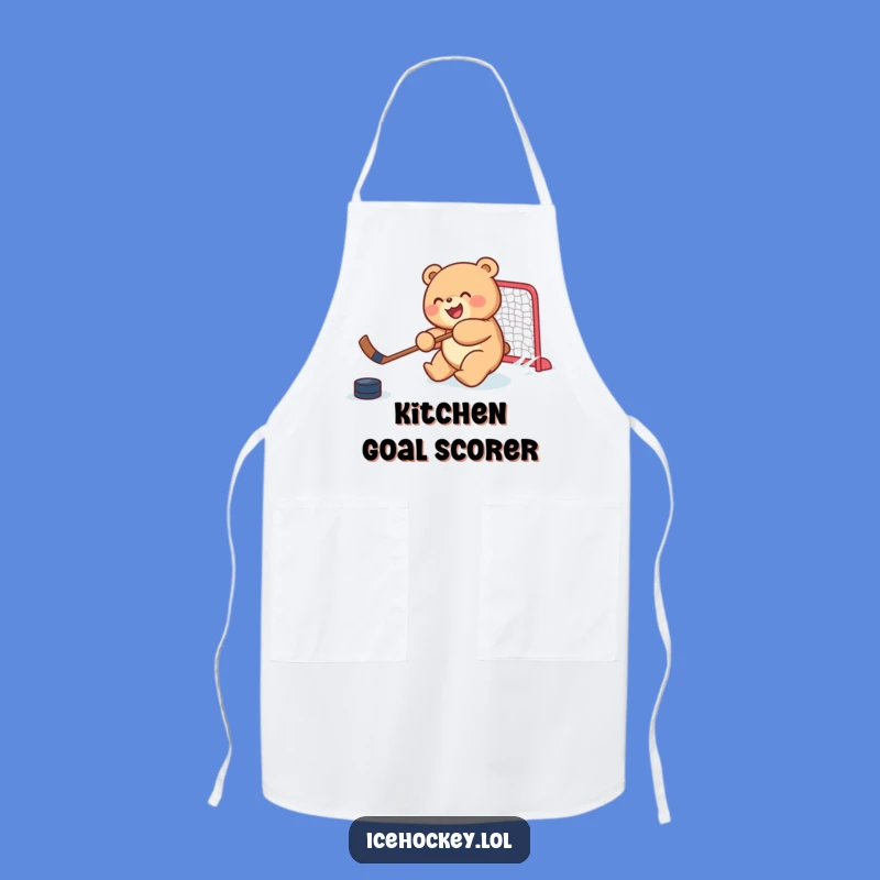 Funny Bear Cub Hockey Apron: Joyful Sports Kitchen Essential Gift