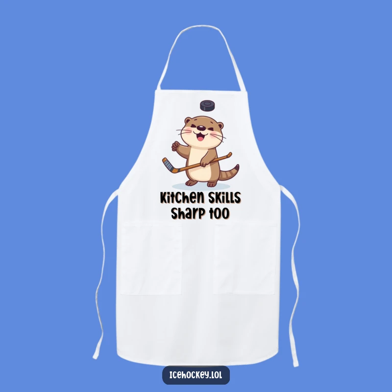 Funny Otter Hockey Apron - Hilarious Kitchen Accessory for Sports Fans