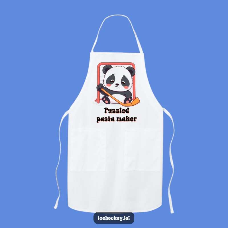 Funny Panda Hockey Apron: Kitchen Fun with a Cub's Bewildered Look