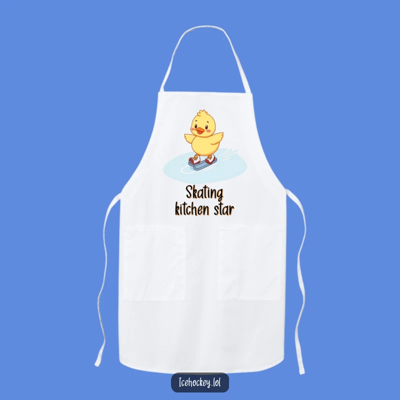 Funny Duckling Apron: Cheerful Roller Skater's Ice Sliding for Kitchen Fun