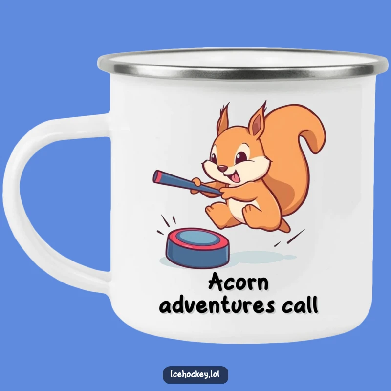Funny Squirrel Hockey Camping Mug: Adventure Ready with Goalie Power!