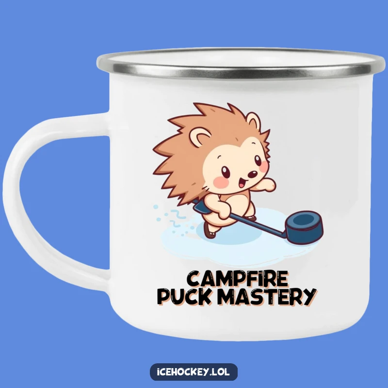 Funny Hedgehog Hockey Camping Mug - Outdoor Game Day Fun
