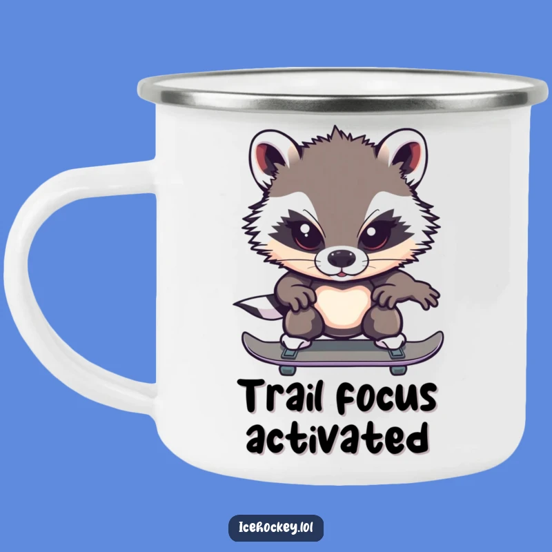 Funny Badger Ice Skating Camping Mug: Focus on Adventure