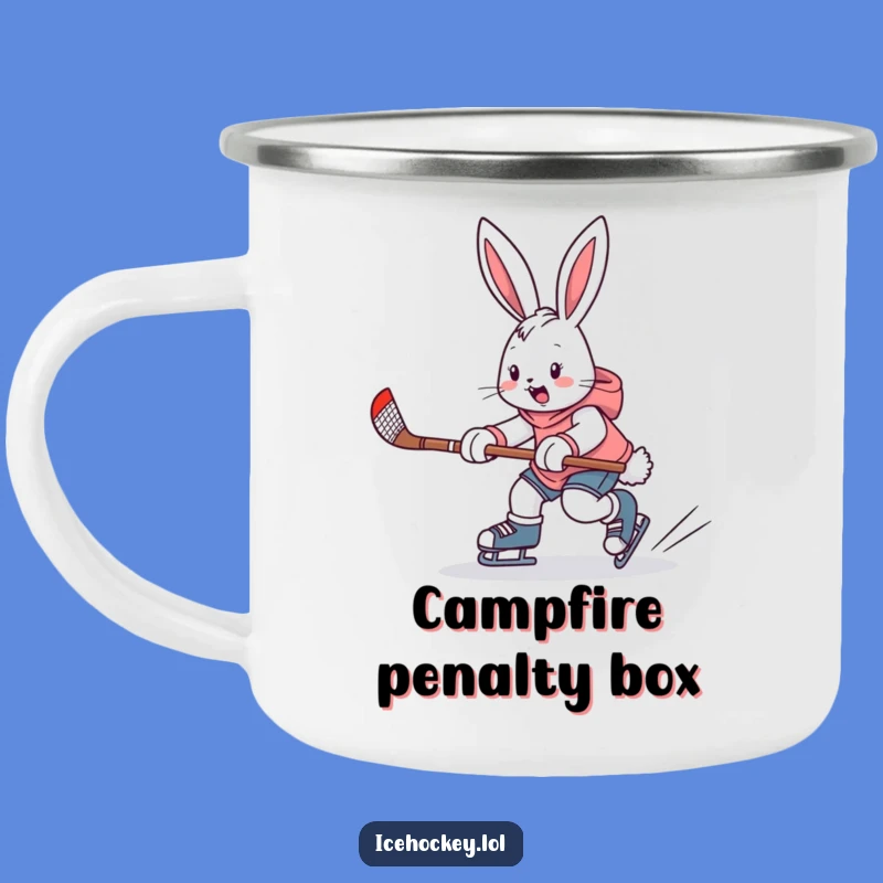 Funny Bunny Hockey Camping Mug, Enthusiastic Outdoors Gift