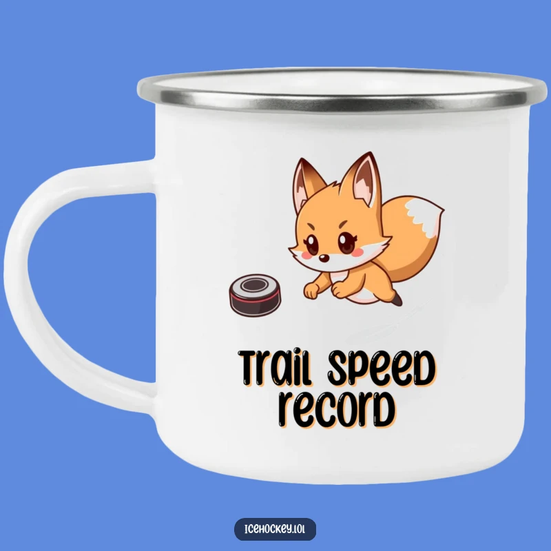 Funny Fox Hockey Camping Mug: Adventure Fuelled by a Speedy Fox - Perfect Funny Gift