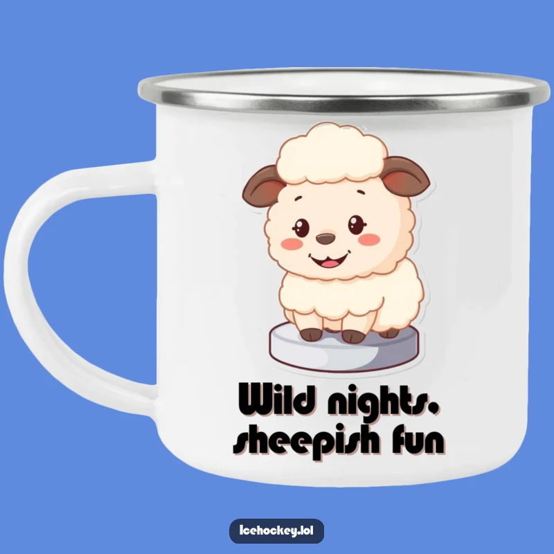 Funny Sheep Goalie Camping Mug - Enamel Cup for Hockey Adventures