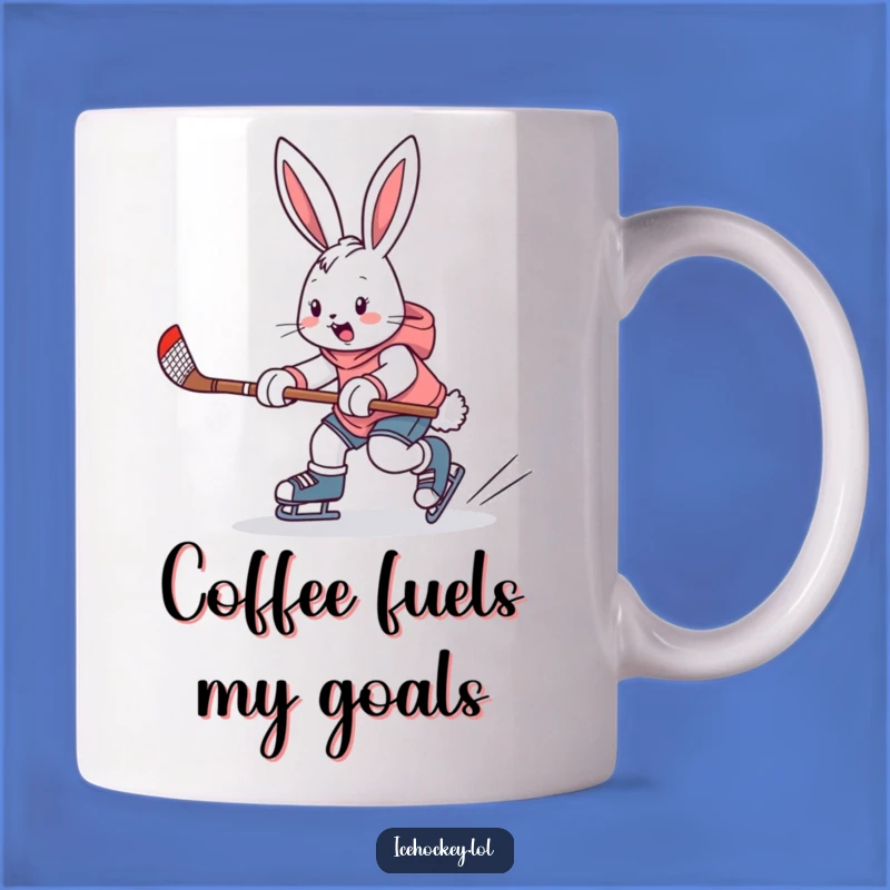 Funny Bunny Hockey Mug, Enthusiastic Skater Gift for Sports Fans