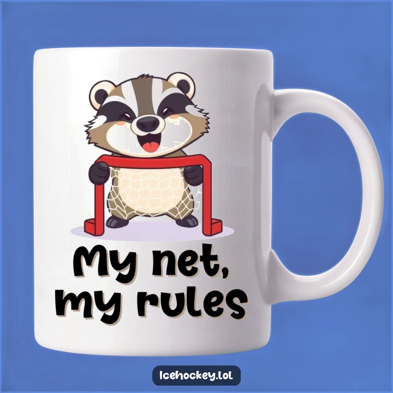 Funny Badger Hockey Mug: Fierce Guardian of Tiny Net - Perfect Funny Goalie Gift
