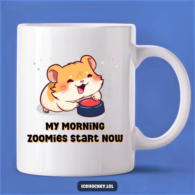 Funny Hamster Hockey Mug: Giggling Rodent Slides for Puck, Perfect Humorous Gift