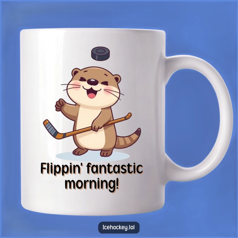Funny Happy Otter Hockey Mug - Hilarious Animal Sports Gift for Players