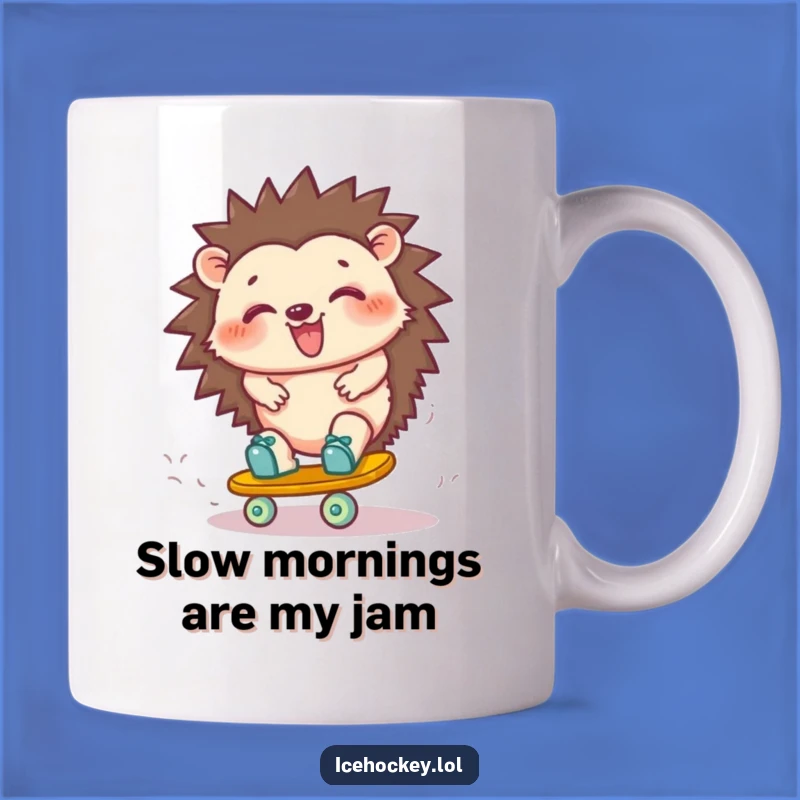 Funny Hedgehog Skate Turn Mug: Adorable & Hilarious Gift for Rollerblading Enthusiasts!