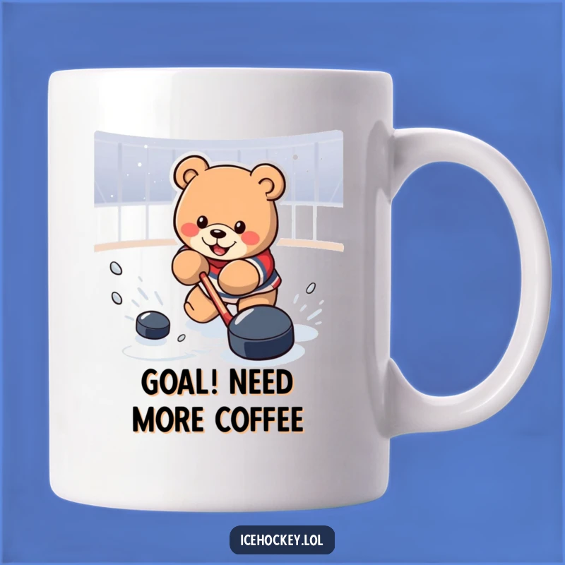 Funny Hockey Bear Mug: Determined Bear Shooting Puck, Perfect Funny Gift for Fans