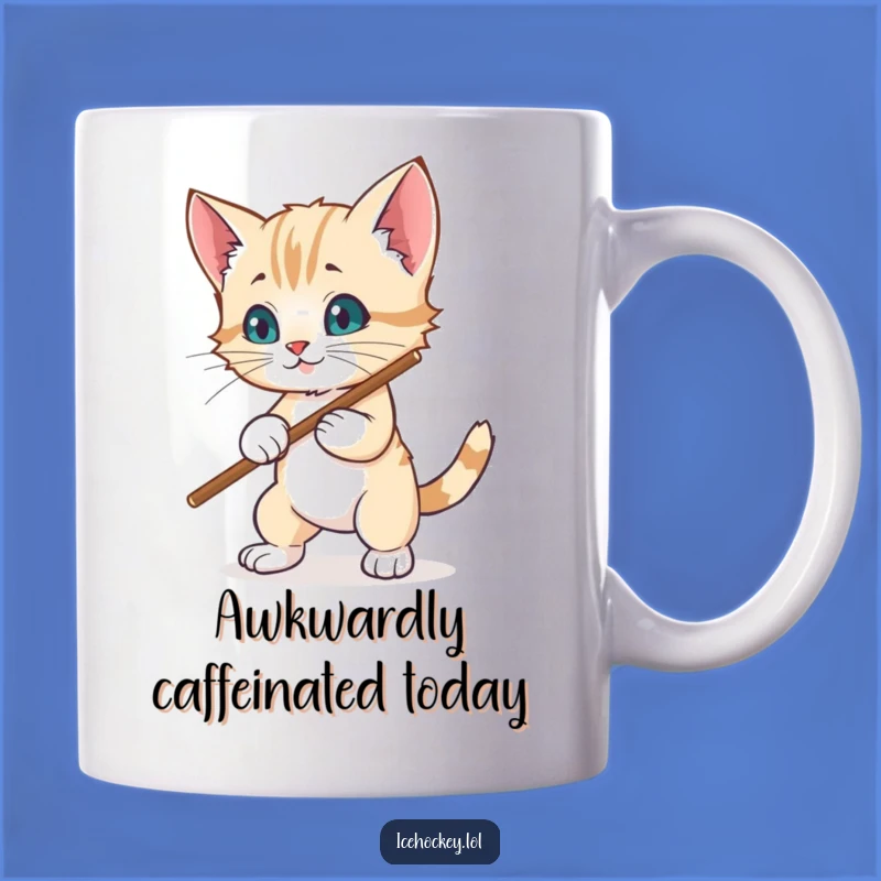 Funny Kitten Hockey Mug: Wobbly Blocker Defends Goal, Perfect Humorous Gift