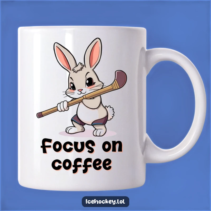 Funny Rabbit Hockey Mug - Determined Aim Coffee Cup, Perfect Funny Gift