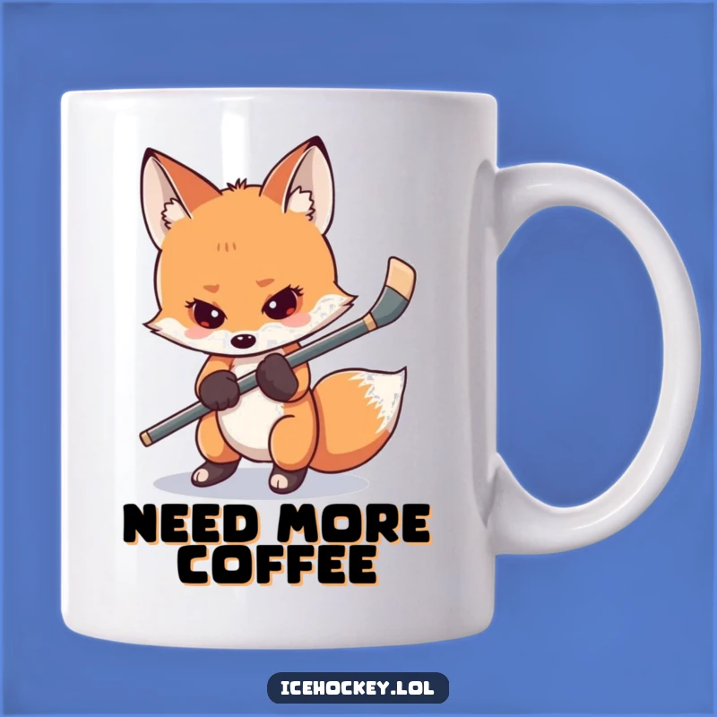 Funny Shy Fox Hockey Mug - Nervous Grip, Perfect Goalie Gift