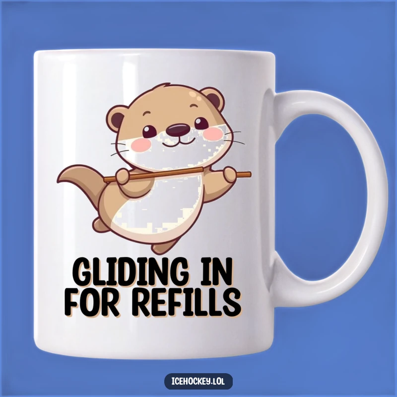 Funny Otter Hockey Mug: Playful Otter Gliding, Perfect Funny Gift