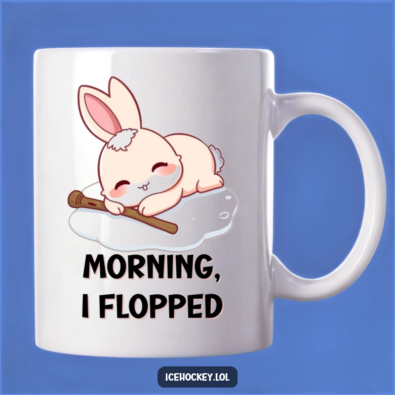 Funny Rabbit Ice Skating Fail Mug: Hilarious Gift for Skaters and Animal Lovers.