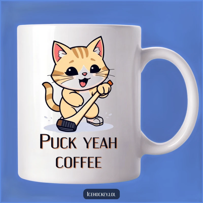 Funny Cat Hockey Mug: Proud Feline Slap Shot for Hockey Fans Gift