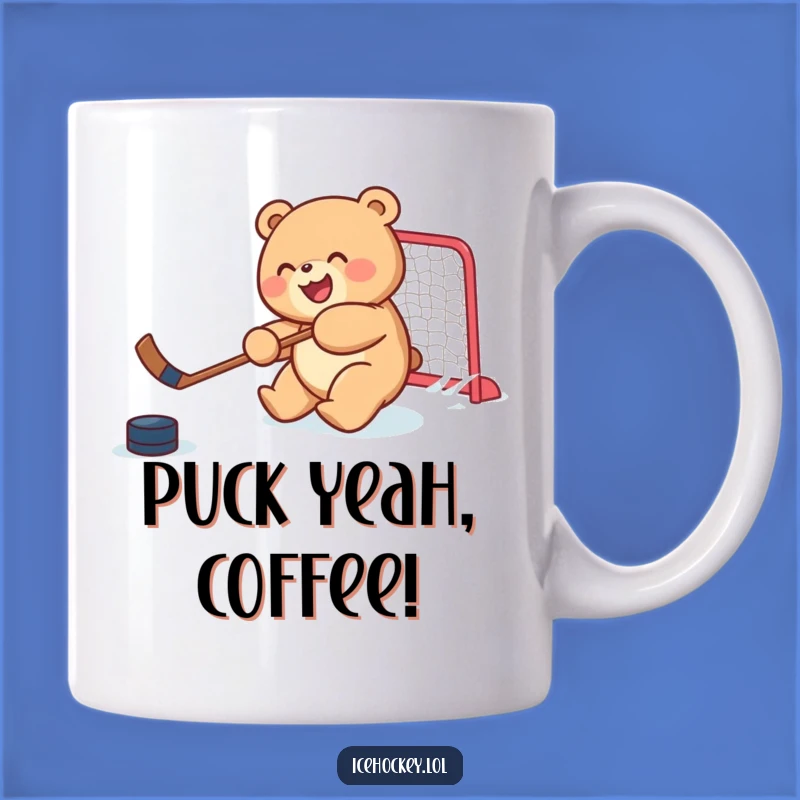 Funny Bear Cub Hockey Mug: Joyful Sports Gift for Hockey Fans
