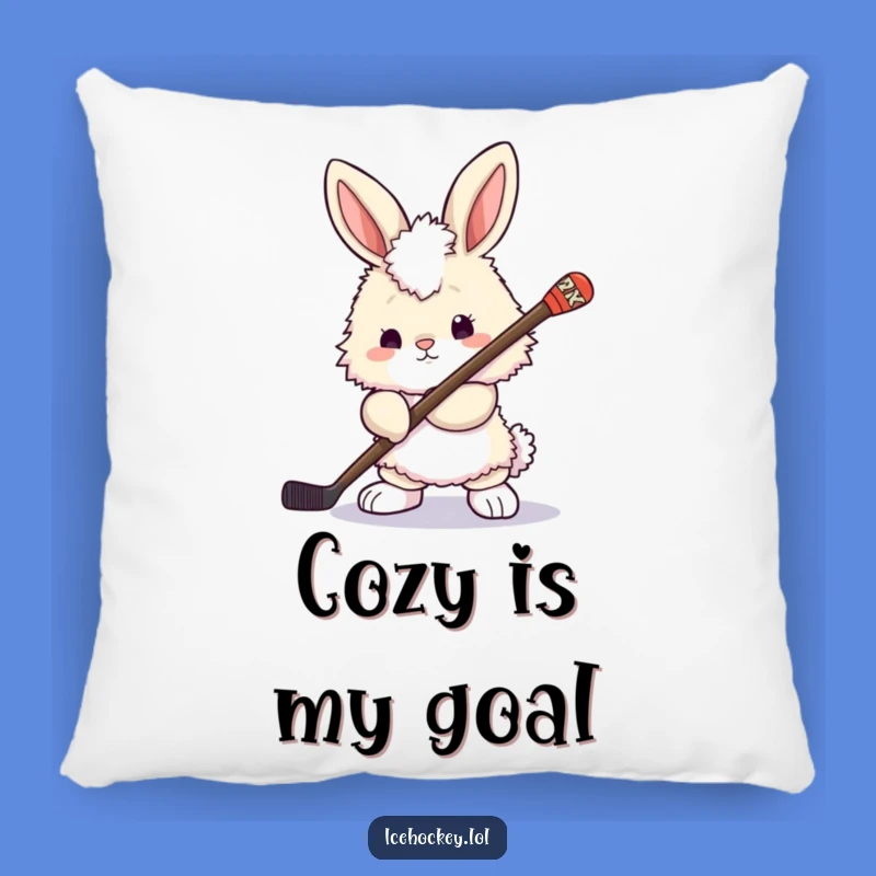 Funny Bunny Hockey Pillow: Cozy Comfort for the Ready Fan!