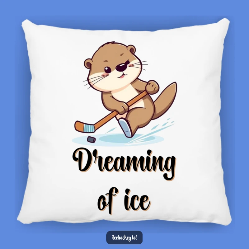 Funny Otter Hockey Pillow: Cozy Cushion with a Slick Swimmer's Charm