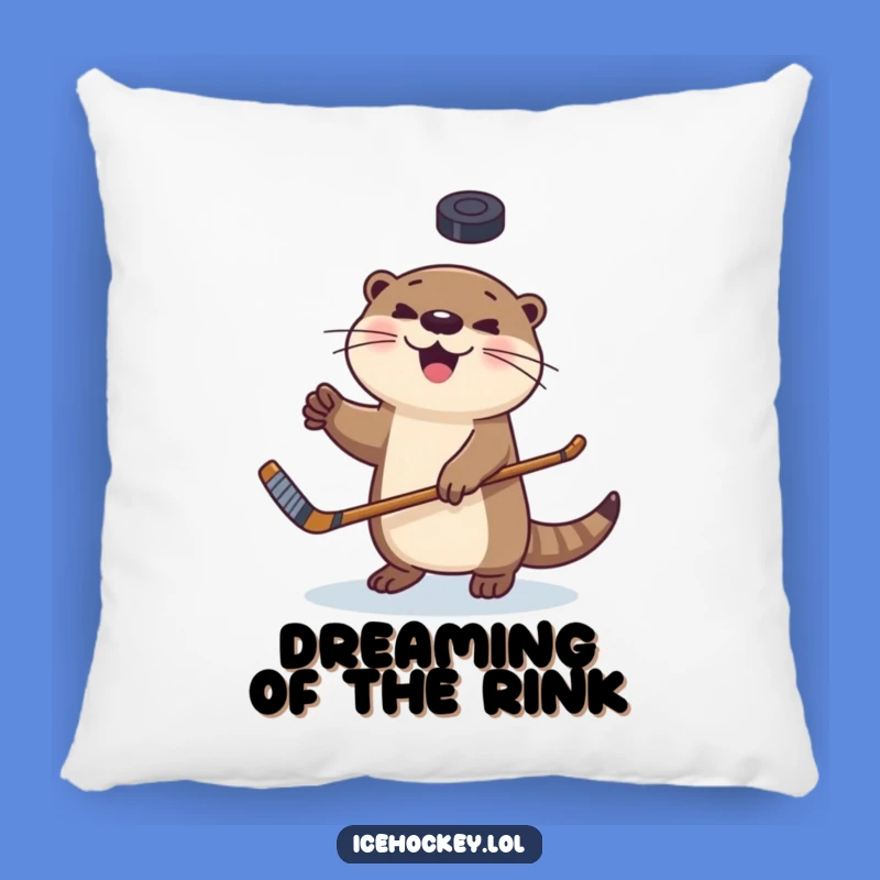 Funny Otter Hockey Pillow - Comfy and Hilarious Home Decor Gift