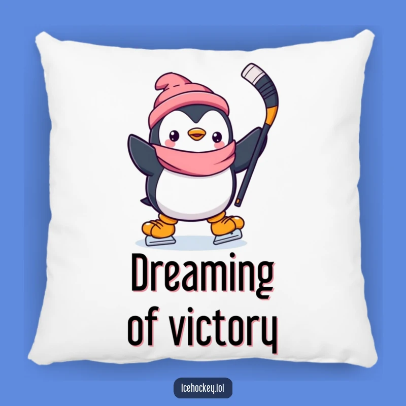 Funny Penguin Hockey Pillow: Cozy Comfort with a Happy Skater - Perfect Funny Gift