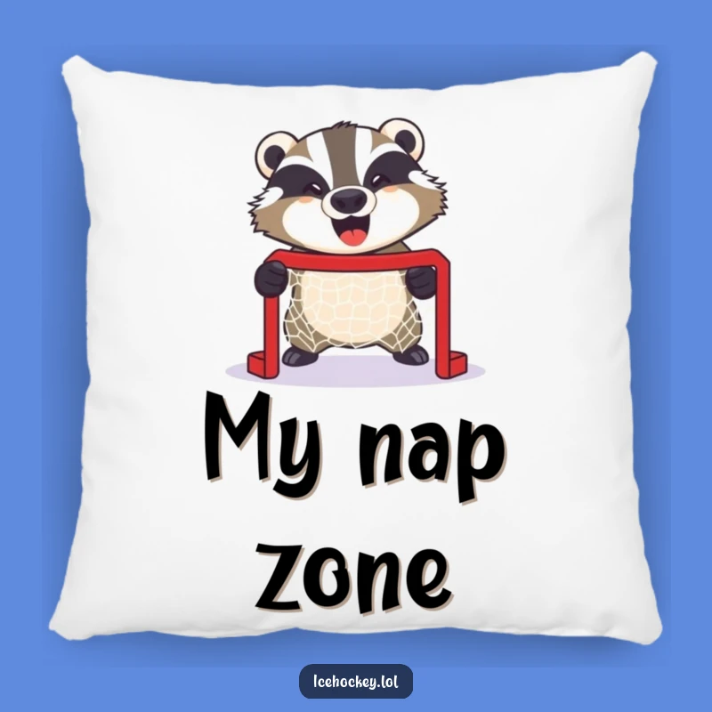 Funny Badger Hockey Pillow: Cozy Comfort from a Fierce Goalie - Perfect Funny Gift