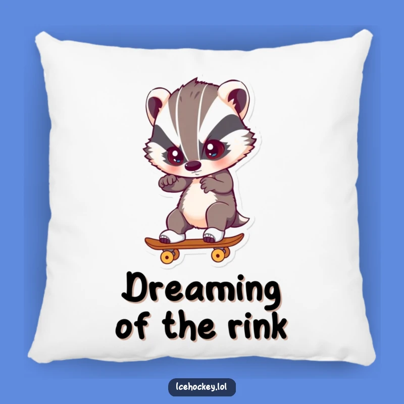 Funny Badger Skating Pillow: Intense Focus Accent Gift