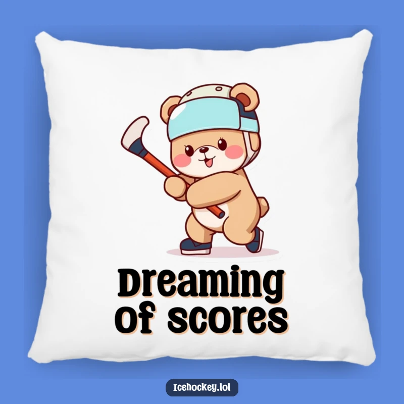 Funny Bear Hockey Pillow: Cozy Cheerful Bear Accent Gift!