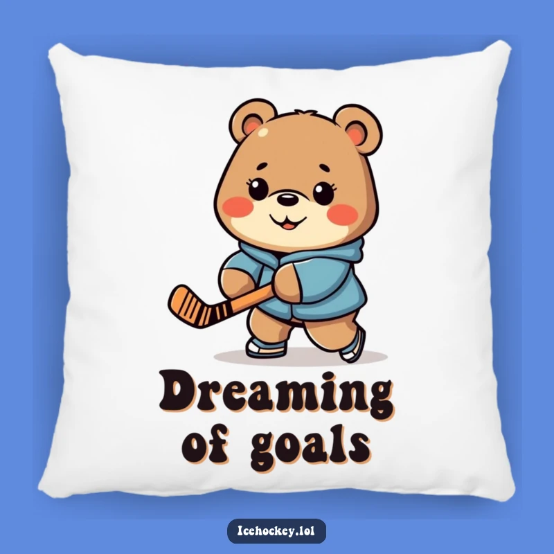 Funny Bear Pillow - Soft Determined Hockey Cushion, Adorable Funny Gift