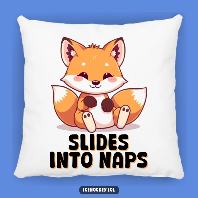 Funny Fox Pillow - Soft Playful Hockey Cushion, Adorable Funny Gift