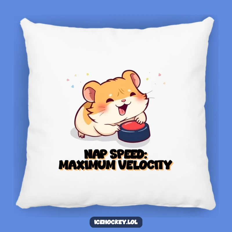 Funny Hamster Hockey Pillow: Giggling Rodent Slides for Puck, Comfy Humor Gift