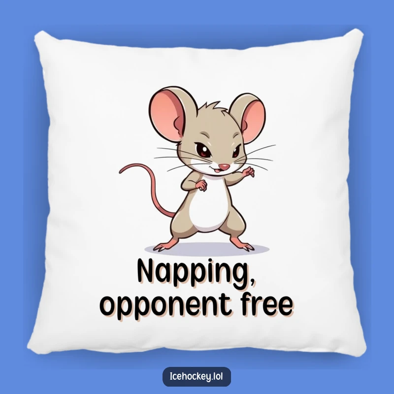 Funny Mouse Hockey Pillow: Cozy Determined Deking Comfort