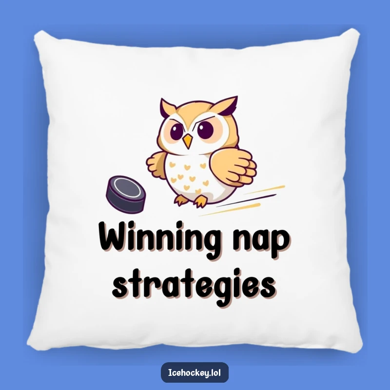 Funny Owl Hockey Pillow - Cozy Champion Cushion Gift