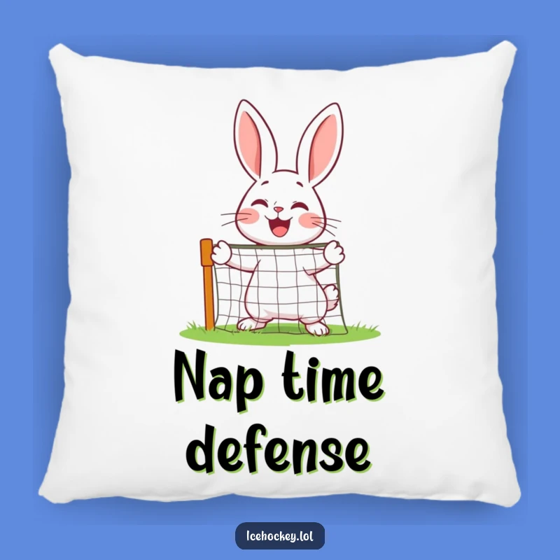 Funny Rabbit Goalie Pillow: Cozy Joyful Defender Cushion, Gift