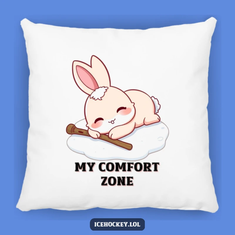 Funny Rabbit Ice Skating Pillow: Soft Comfort with Hilarious Art.