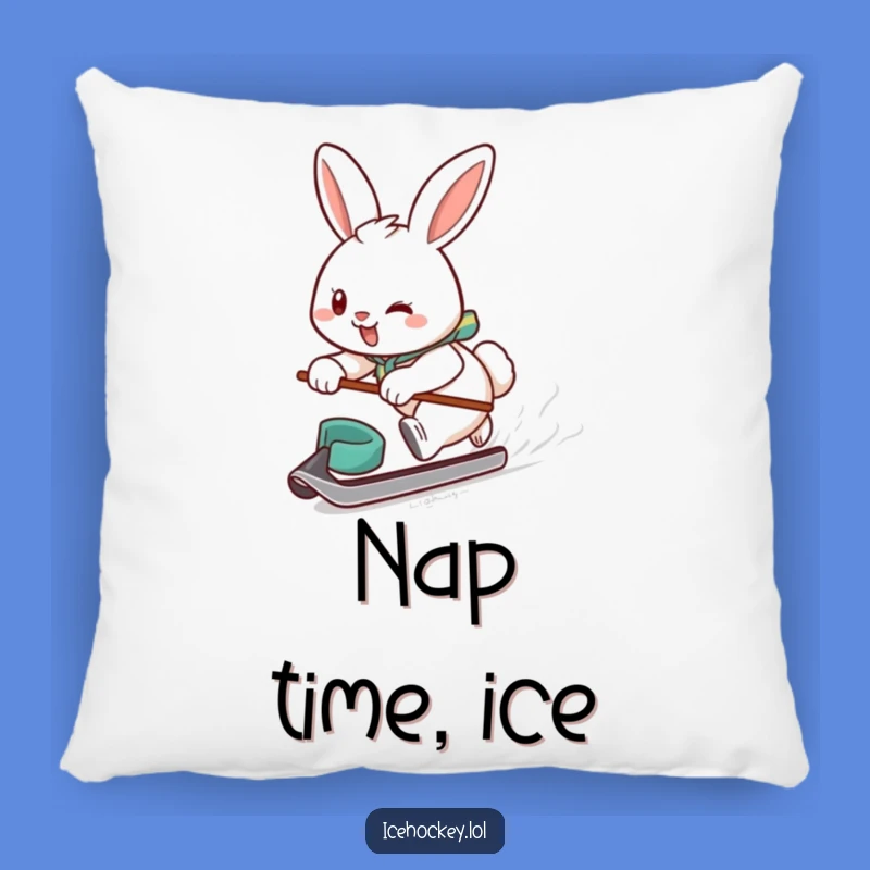 Funny Bunny Hockey Pillow - Determined Player Cozy Gift