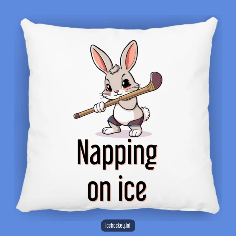 Funny Rabbit Pillow - Soft Determined Hockey Cushion, Adorable Funny Gift