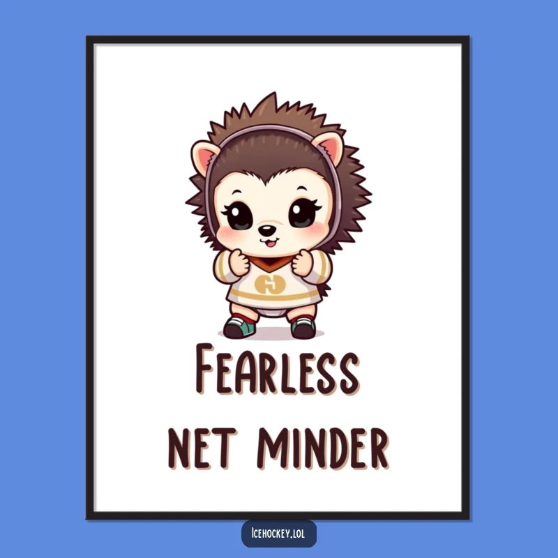 Funny Hedgehog Goalie Digital Art: Adorable Spiky Defender Printable for Decor